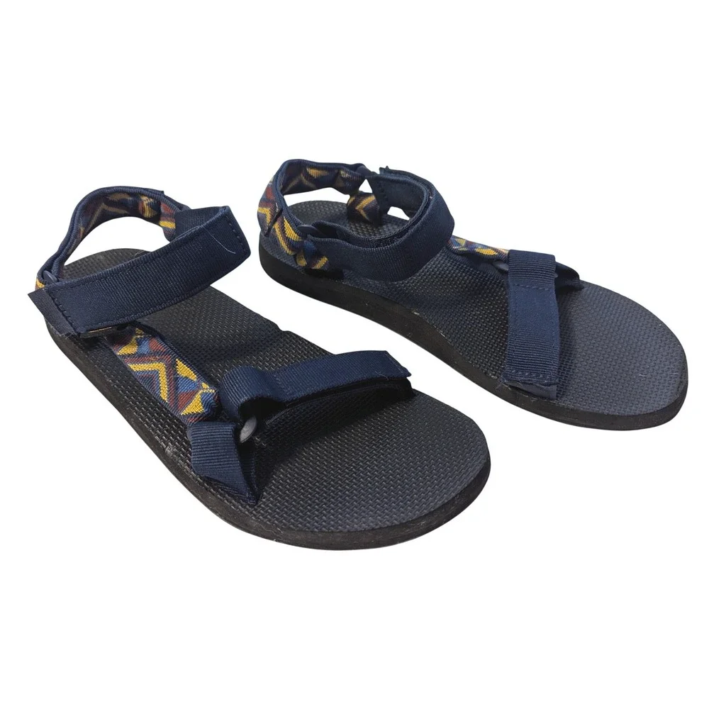 Teva Men's 9 Original Universal Blue Yellow Red Geometric Sport Sandals 1004006